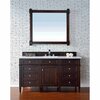 James Martin Vanities Brittany 60in Single Vanity, Burnished Mahogany w/ 3 CM White Zeus Quartz Top 650-V60S-BNM-3WZ